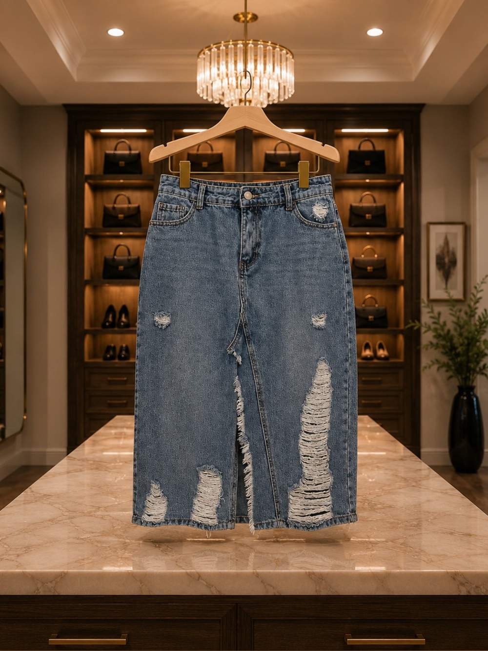 Denim long Skirt
